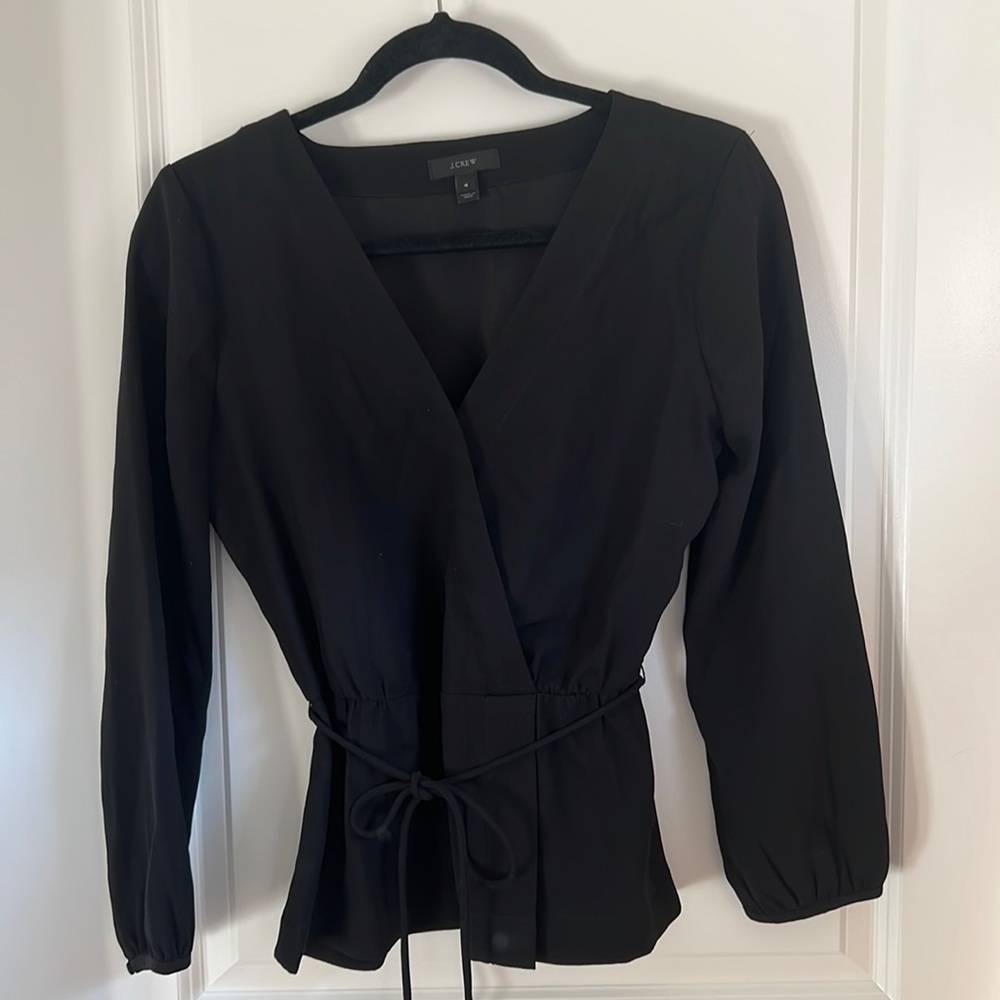 Black Jcrew blouse with size zip. Size 4.